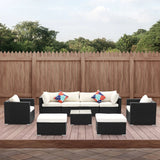 6-Piece Outdoor Conversation Set (Black/Off-White)