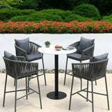 Outdoor Rope 5-Piece Bar Set With a High-Top Round Table
