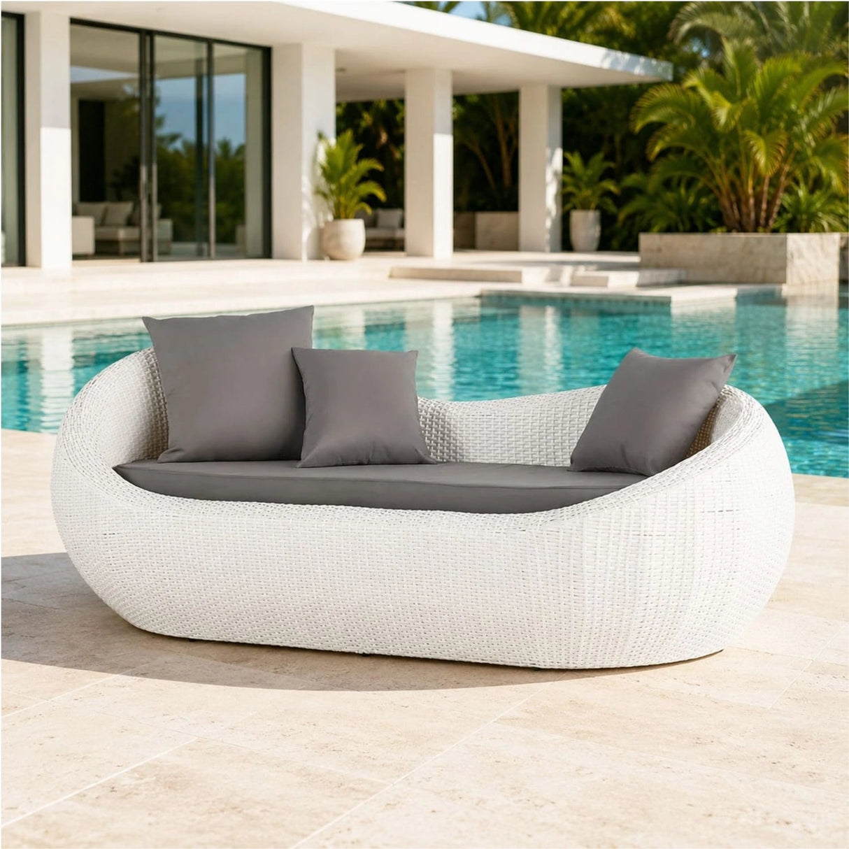 Outdoor Wicker 2 Seater Patio Garden Daybed