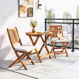 Acacia Wood Foldable Outdoor Bistro Set – 2 Chairs & Round Table