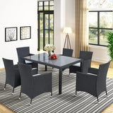 7-Piece Outdoor Rattan Wicker Dinning Table Set