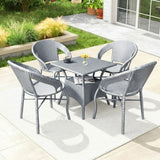 Outdoor Rattan Wicker 5-Piece Patio Furniture Set (Silver Grey)