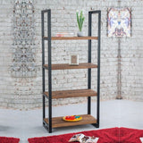 Solid Sheesham Wood 4 Tier Tall Standing Corner Open Bookcase