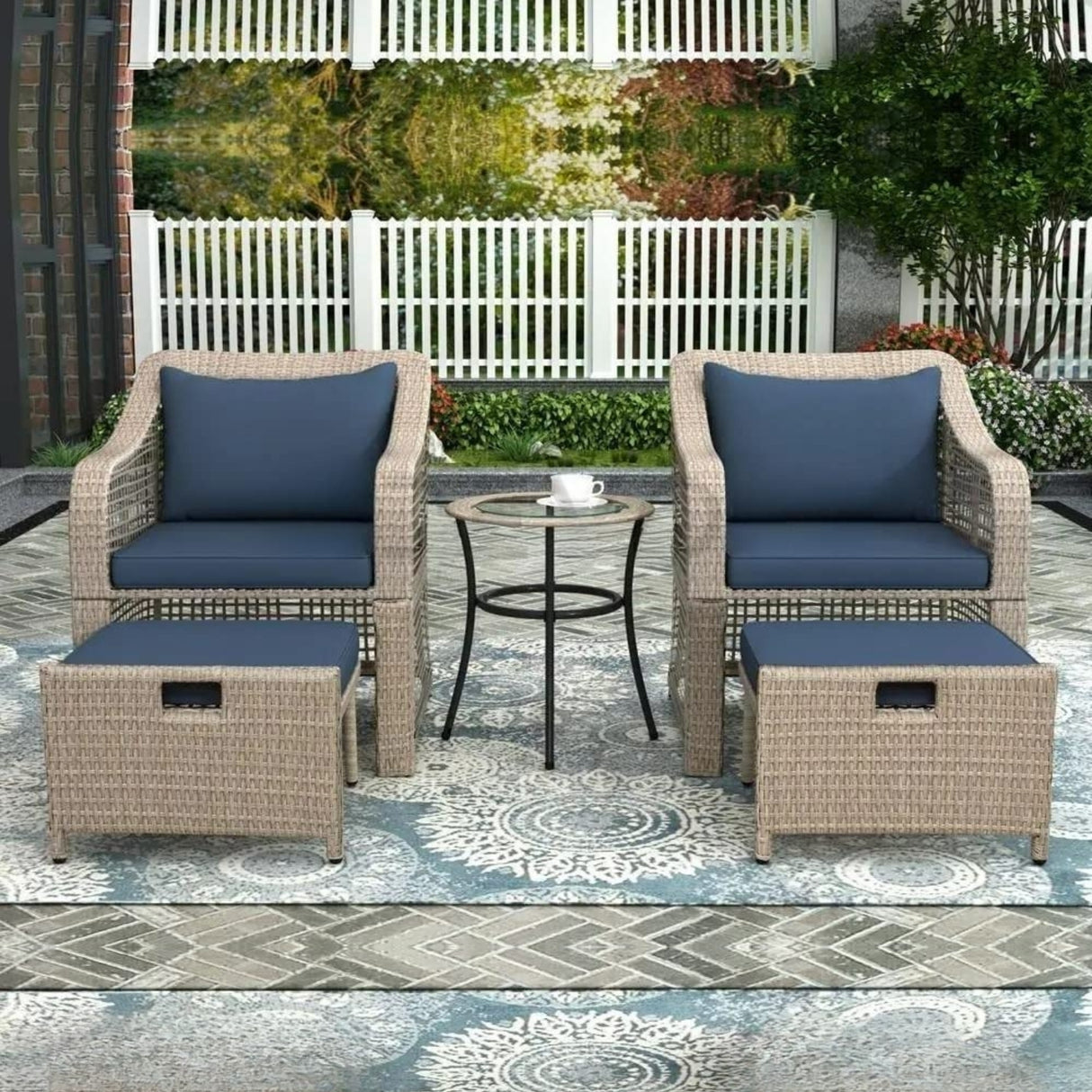 Outdoor Rattan Wicker 5 Piece Patio Sofa Set