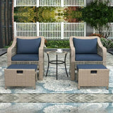 Outdoor Rattan Wicker 5 Piece Patio Sofa Set