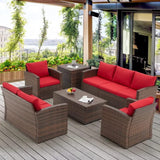 Outdoor 7-Seater Wicker Sectional Sofa Set