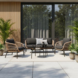 Outdoor 4 Seater Rope Conversation Sofa Set