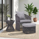 Outdoor 3 Piece Rope Patio Sofa Set (Grey)