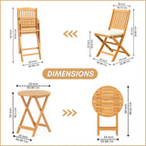 Acacia Wood Foldable Outdoor Bistro Set – 2 Chairs & Round Table
