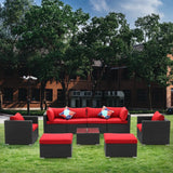 6-Piece Outdoor Conversation Set (Black/Red)