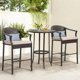 Outdoor Rattan Wicker Bar Set with Round Table