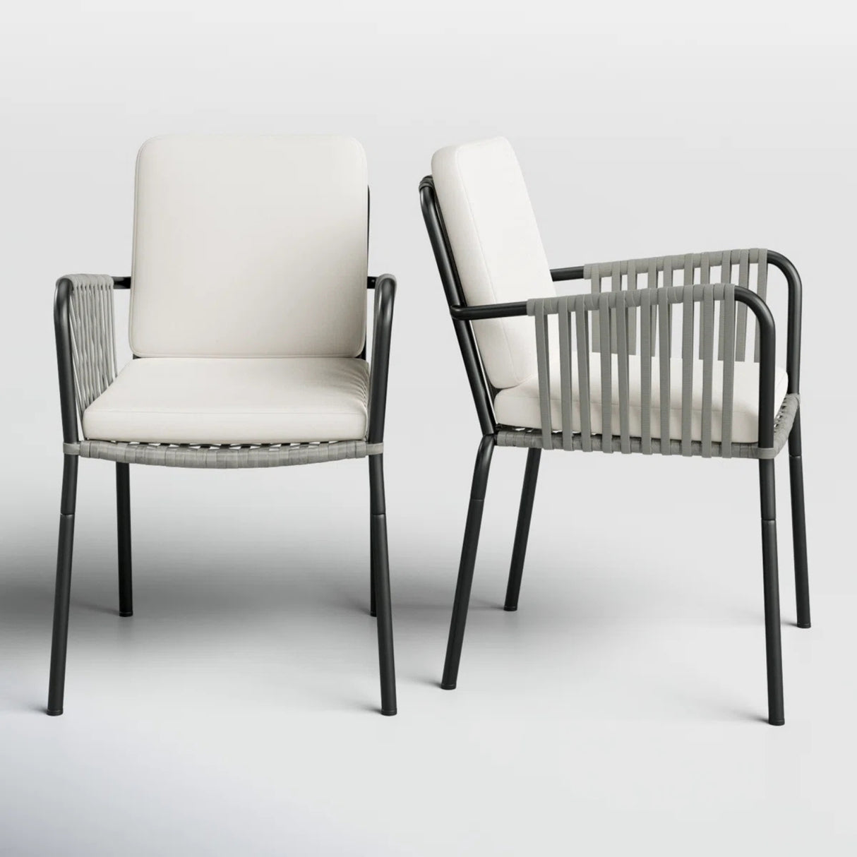 2-Piece Outdoor Rope Patio Dining Chairs