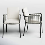 2-Piece Outdoor Rope Patio Dining Chairs