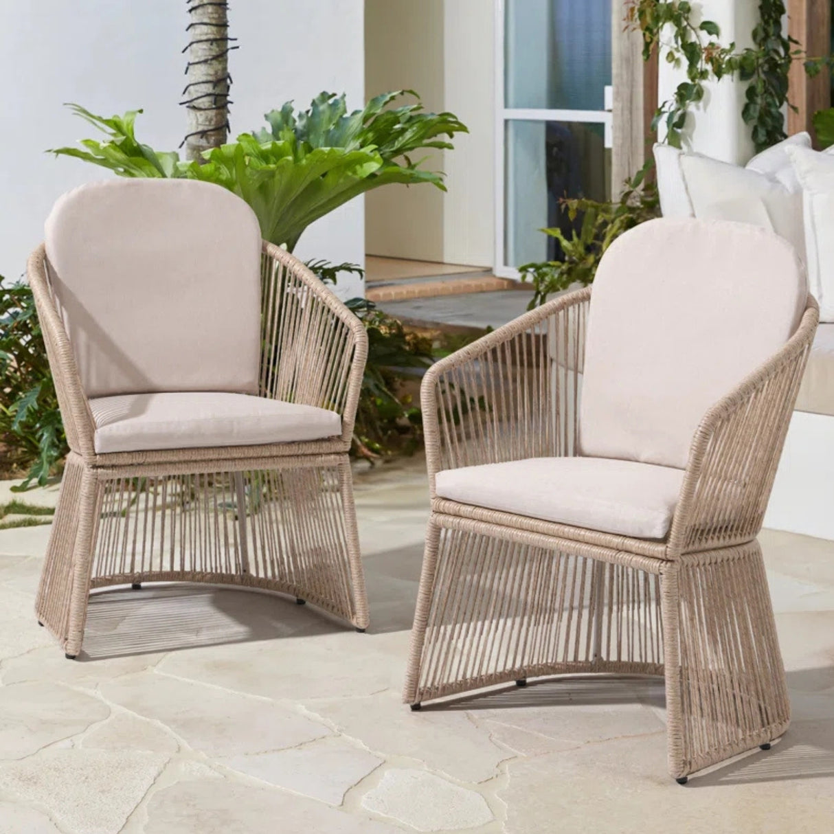 2-Piece Outdoor Rope Patio Chairs