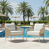 Outdoor Rope 2-Piece Sofa Chairs (Beige & Off-White)