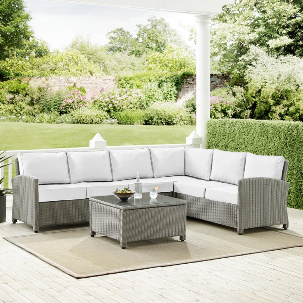 L-Shape Outdoor Wicker Sofa Set