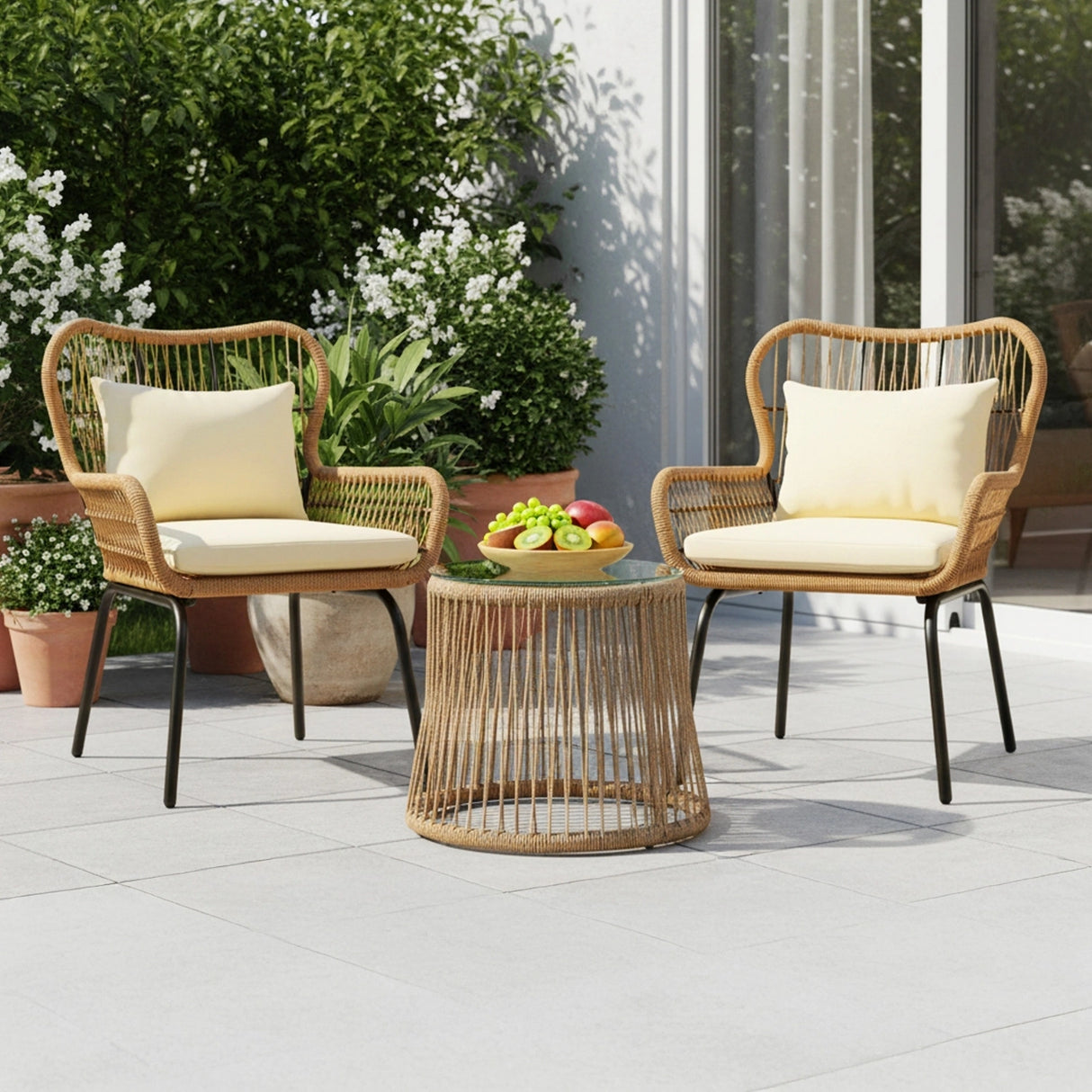 Outdoor Patio Garden 3 Piece All Weather Resistant Furniture Set