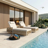 Outdoor Rope Lounger Set of 2 (Beige & Cream)