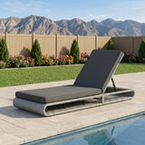 Outdoor Rattan Wicker Single Lounger Chair (Silver Grey & Dark Grey)