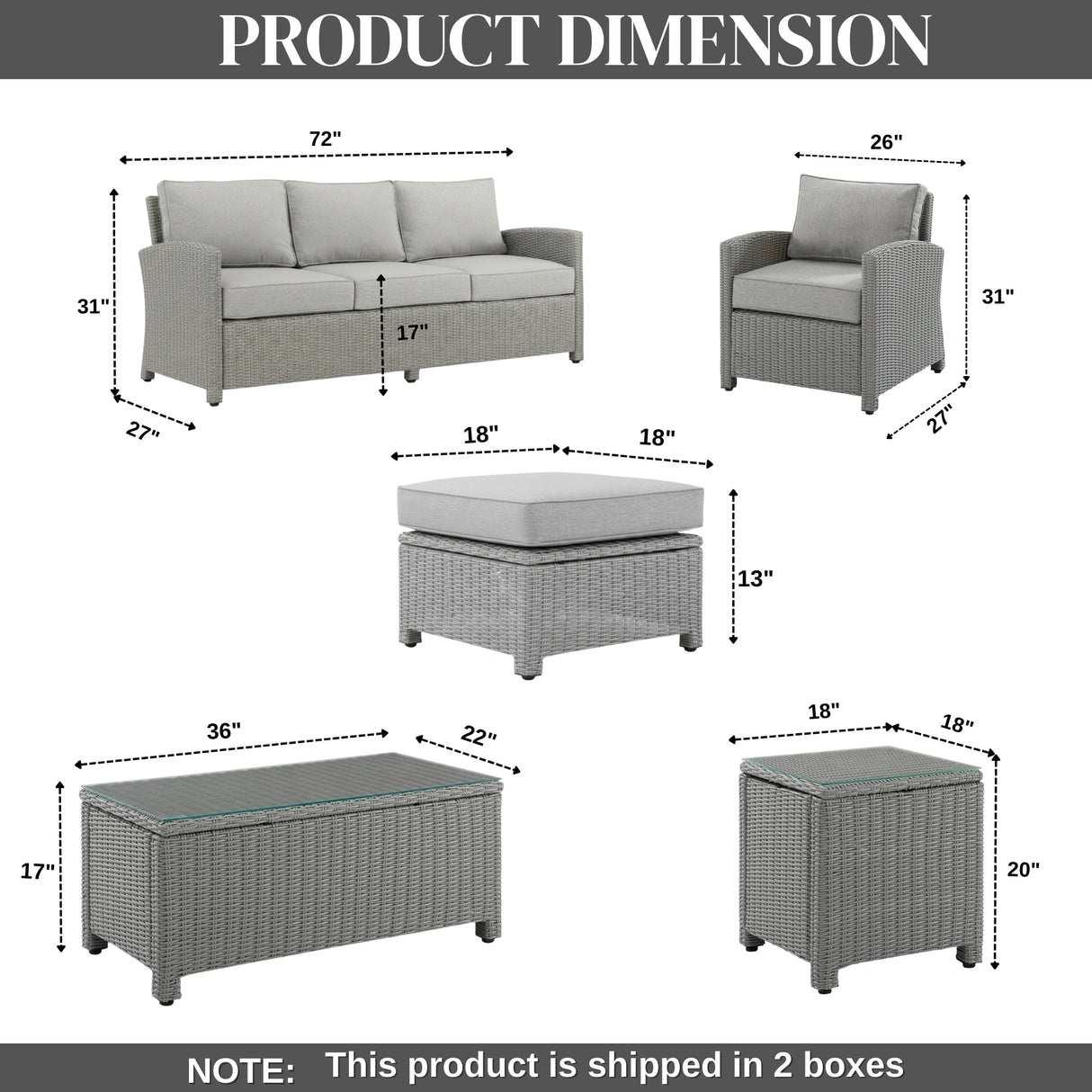 7 Piece Outdoor Wicker Conversation Furniture Set