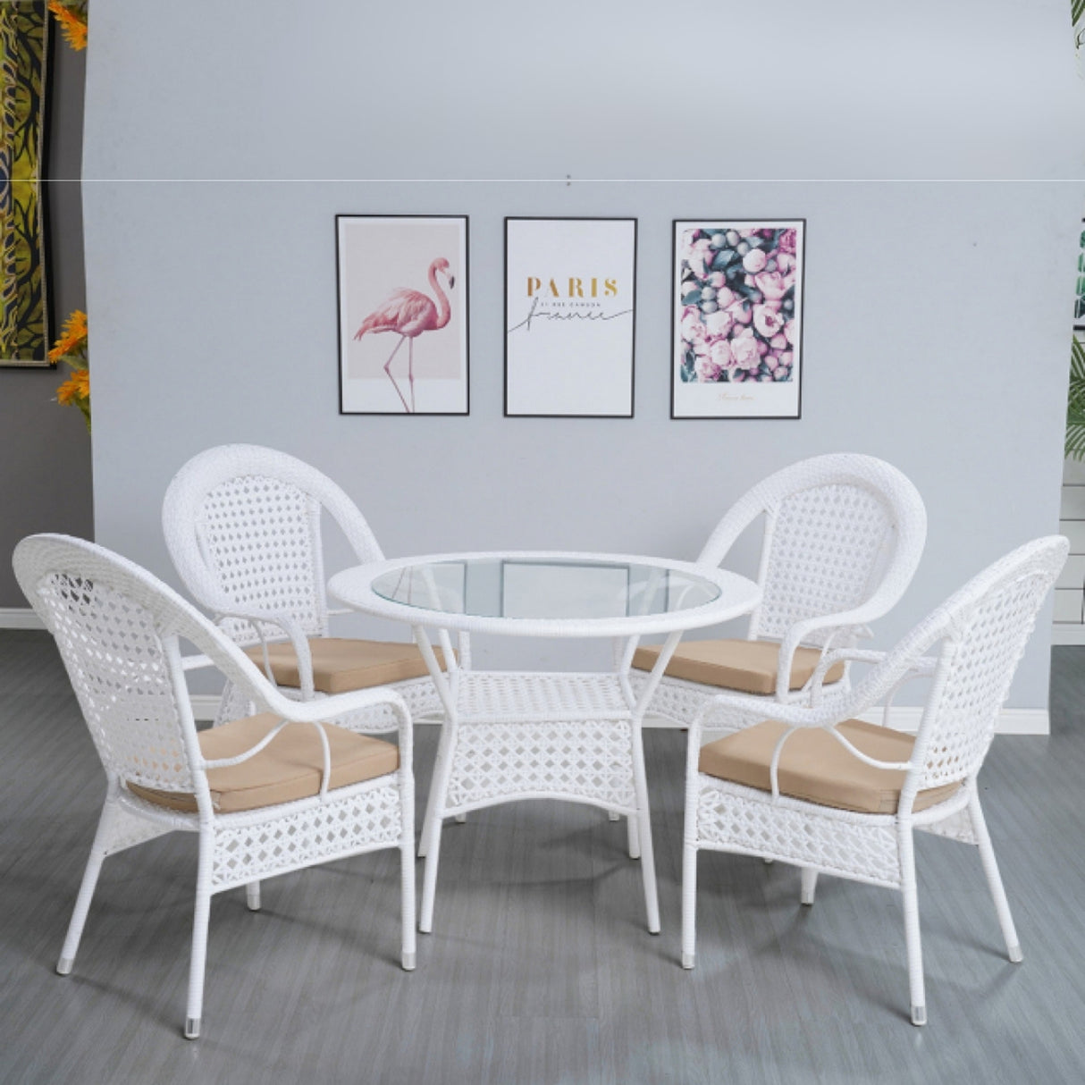 Outdoor All-Weather Resistant Rattan Wicker 5-Piece Dining Set