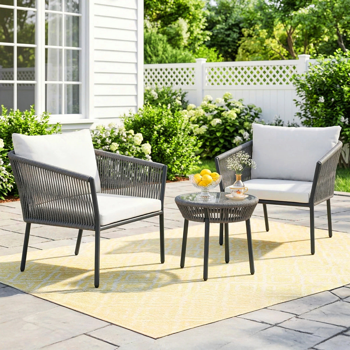 3-Piece Rope Patio Set - Perfect for Outdoor