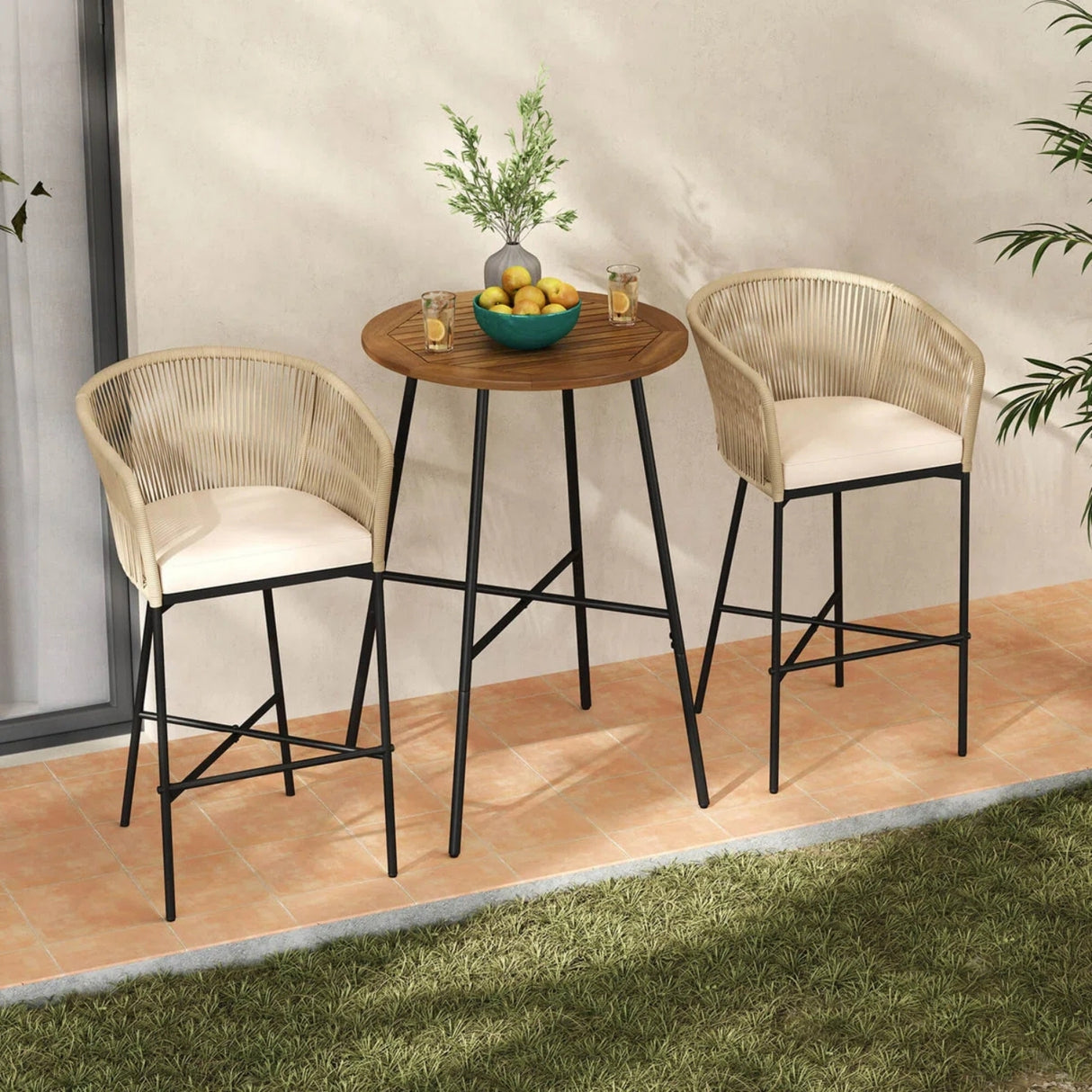 Premium Outdoor Rope Bar Set With a High-Top Round Table