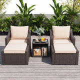 Outdoor Wicker 5-Piece Patio Sofa Set