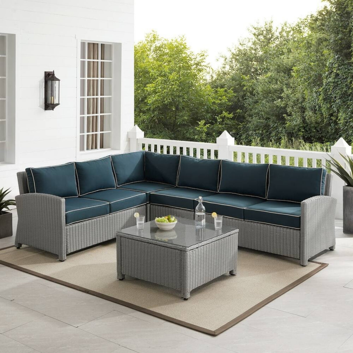 L-Shape Outdoor Wicker Sofa Set