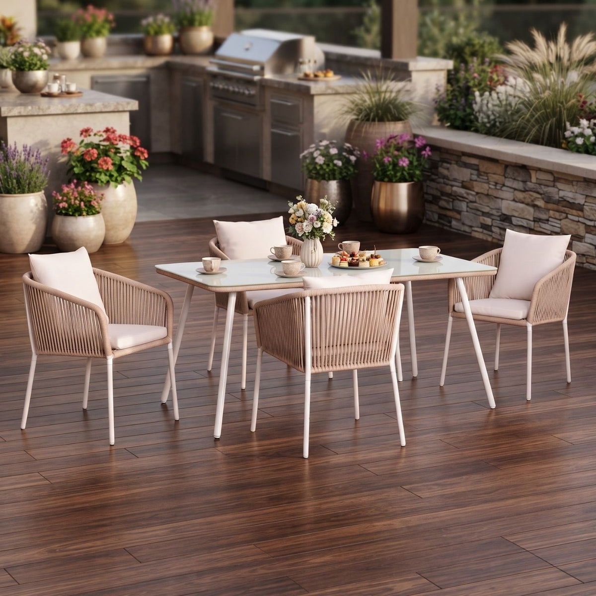 Outdoor Rope 5-Piece Patio Dining Set
