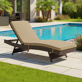 Outdoor Rattan Wicker Chaise Lounger For Poolside