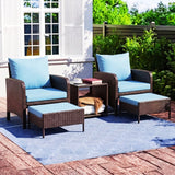 Outdoor 5 Piece Patio Wicker Furniture Set