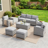 7 Piece Outdoor Wicker Conversation Furniture Set