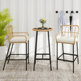 Outdoor Rattan Wicker Bar Set with Round Table