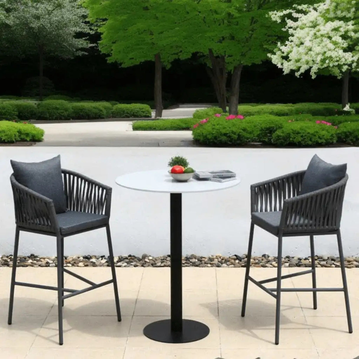 Premium Outdoor Rope Bar Set With a High-Top Round Table