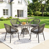 Outdoor 4-Seater Patio Rope Conversation Set (Grey & Dark Grey)