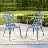 Outdoor Cast Aluminum Bistro Set with 2 Chairs (Grey)