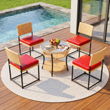 5-Piece Outdoor Wicker Patio Furniture Set (Beige & Red)