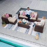 Outdoor Rattan Wicker Sectional 6-Seater Sofa Set