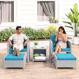 Outdoor 5 Piece Patio Wicker All Weather Sectional Furniture Set