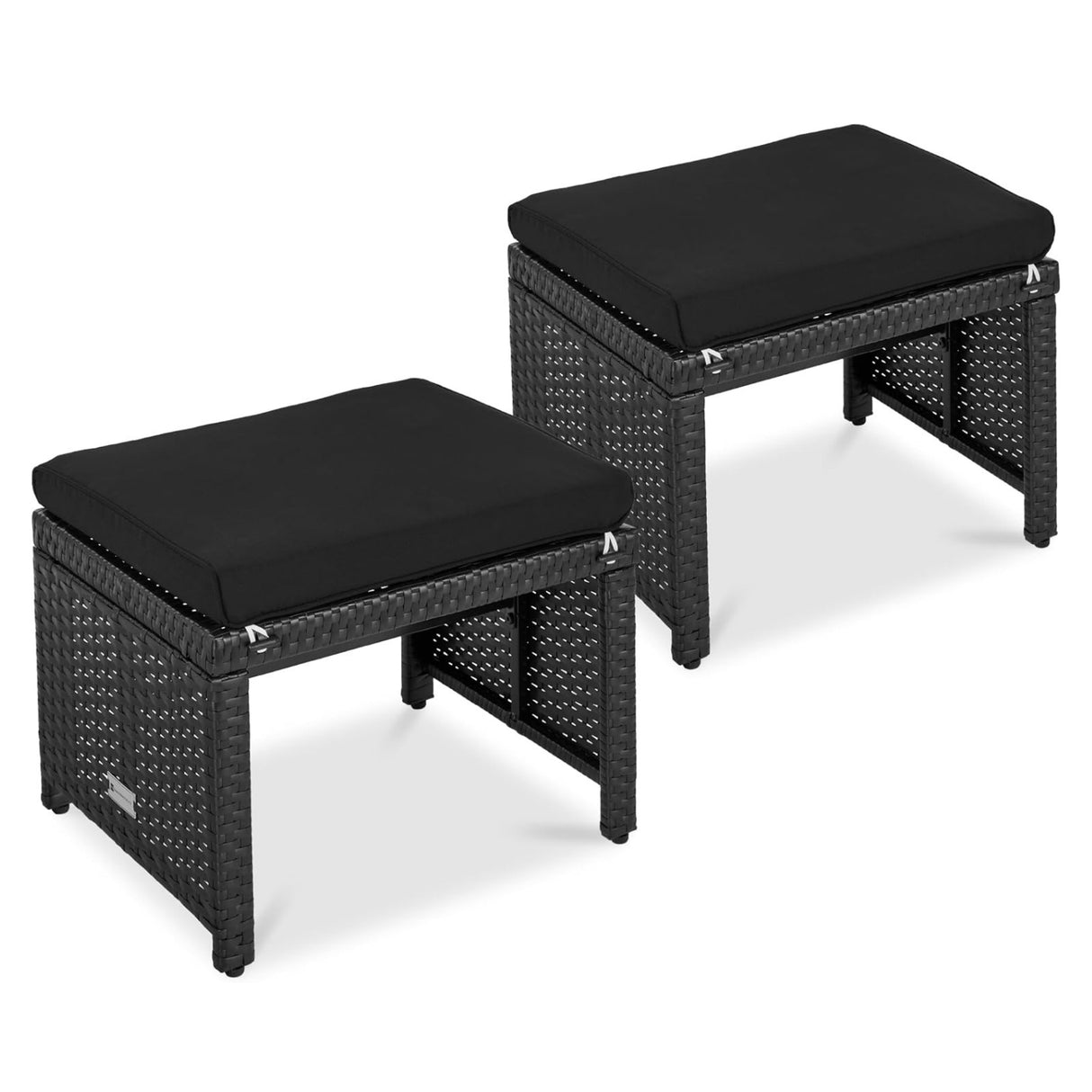 Set of 2 Wicker Ottomans, Multipurpose Outdoor Furniture