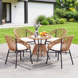 Outdoor 4-Seater Patio Rope Conversation Set (Beige & Cream)