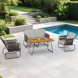 Outdoor Rope Loveseat Sofa Set With Wooden Top Table