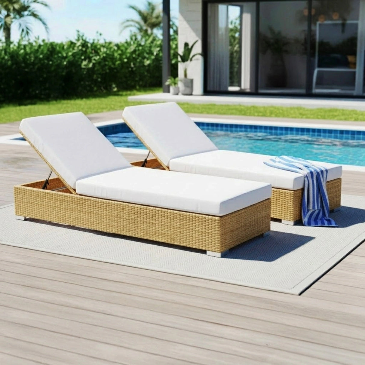 Outdoor 2-Piece Chaise Lounge Chair with Adjustable Settings and Cushions