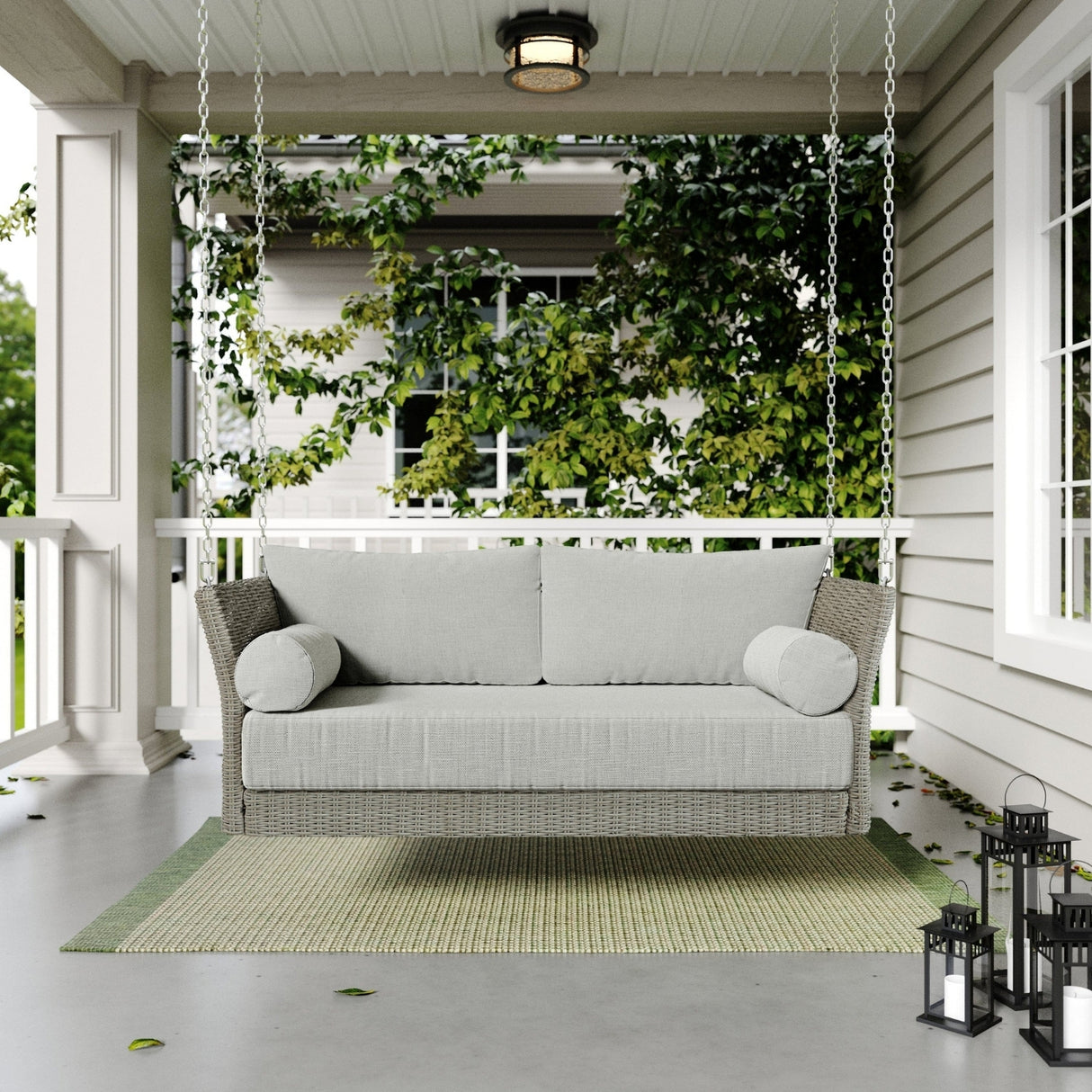 Outdoor Rattan Wicker Hanging Swing Chair with Cushion