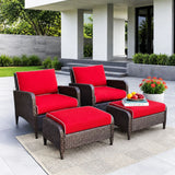 Outdoor 4 Piece Patio Wicker Furniture Set