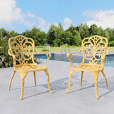 Outdoor Cast Aluminum Bistro Set with 2 Chairs (Beige)