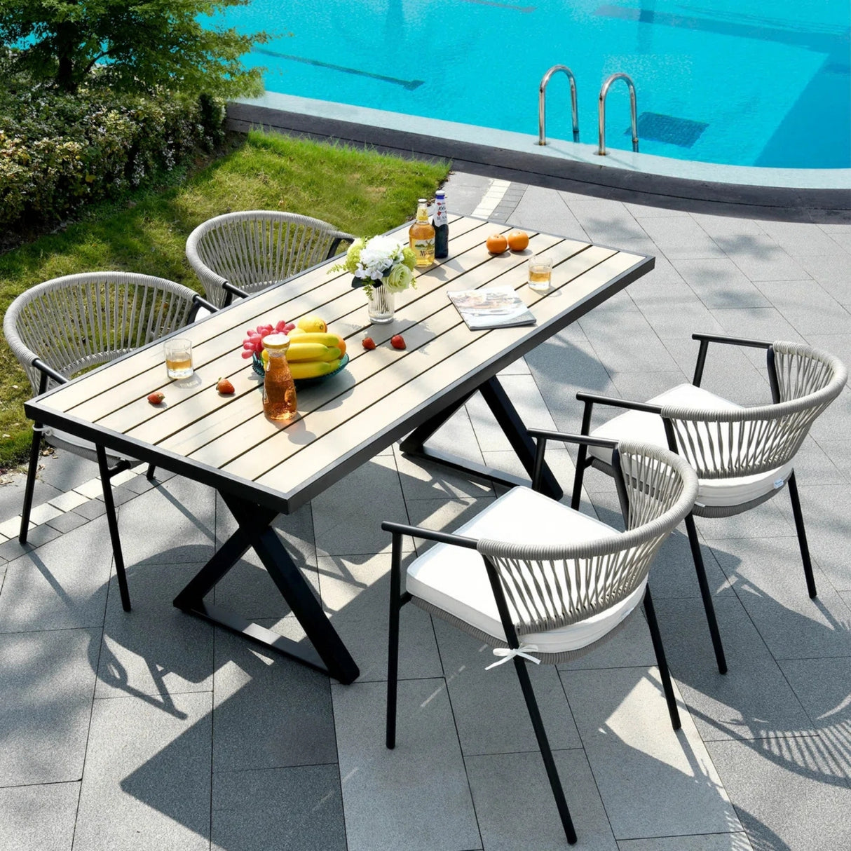 4-Piece Outdoor Rope Patio Dining Chairs