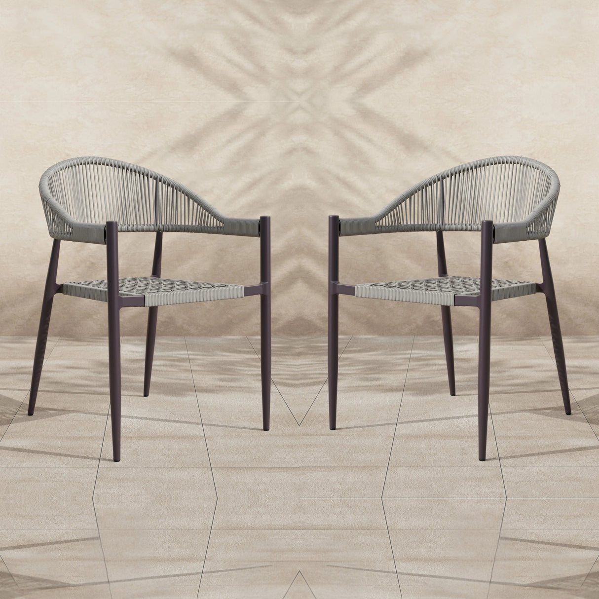 2-Piece Outdoor Rope Patio Dining Chairs