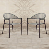2-Piece Outdoor Rope Patio Dining Chairs